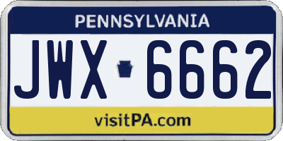 PA license plate JWX6662