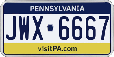 PA license plate JWX6667