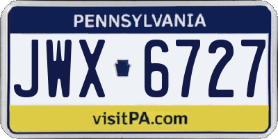 PA license plate JWX6727