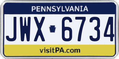PA license plate JWX6734