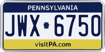 PA license plate JWX6750