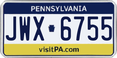 PA license plate JWX6755