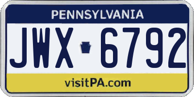 PA license plate JWX6792