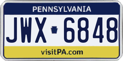 PA license plate JWX6848