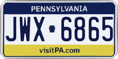 PA license plate JWX6865