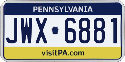 PA license plate JWX6881