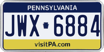 PA license plate JWX6884