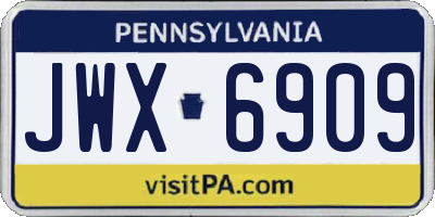PA license plate JWX6909
