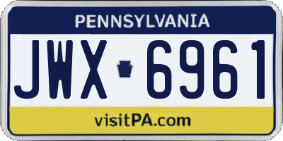 PA license plate JWX6961