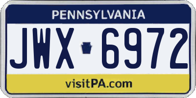 PA license plate JWX6972