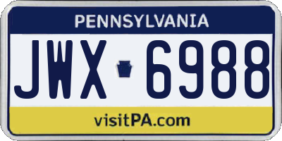 PA license plate JWX6988