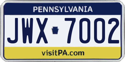 PA license plate JWX7002