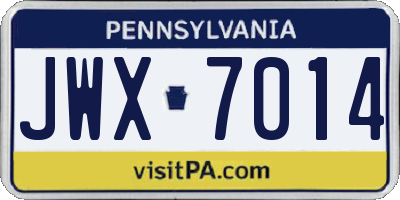 PA license plate JWX7014