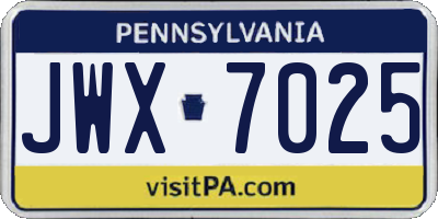 PA license plate JWX7025