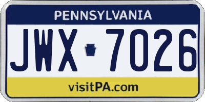 PA license plate JWX7026