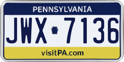 PA license plate JWX7136