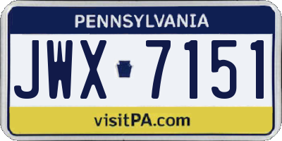 PA license plate JWX7151