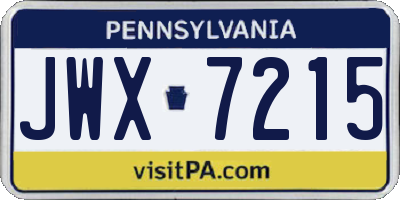PA license plate JWX7215