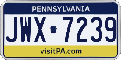 PA license plate JWX7239