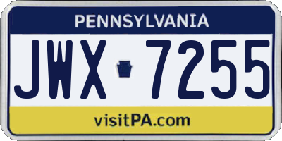 PA license plate JWX7255