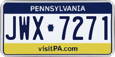 PA license plate JWX7271