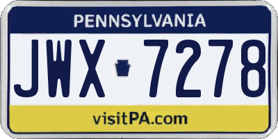 PA license plate JWX7278
