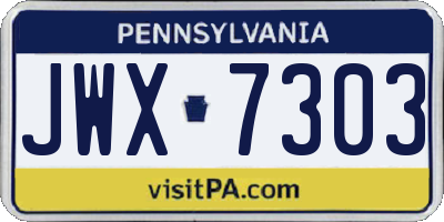 PA license plate JWX7303