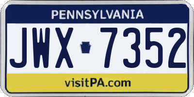 PA license plate JWX7352