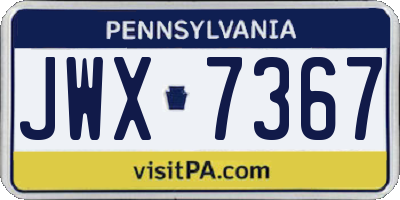 PA license plate JWX7367