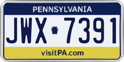 PA license plate JWX7391