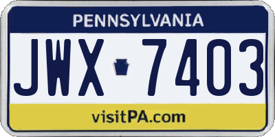 PA license plate JWX7403