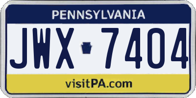 PA license plate JWX7404