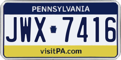 PA license plate JWX7416