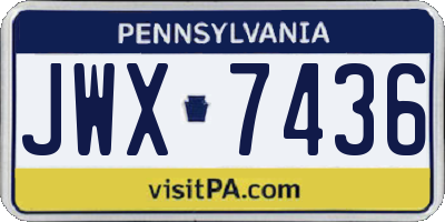 PA license plate JWX7436
