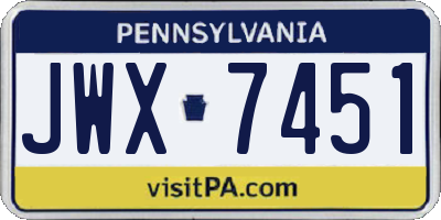 PA license plate JWX7451