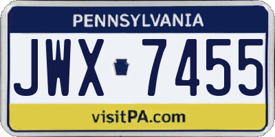 PA license plate JWX7455