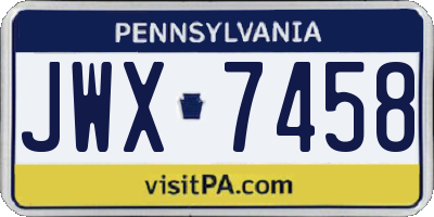PA license plate JWX7458