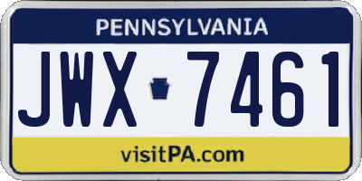 PA license plate JWX7461