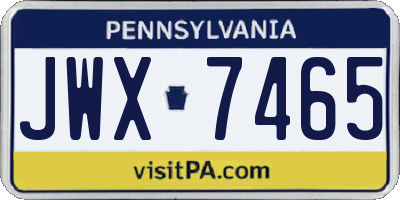 PA license plate JWX7465