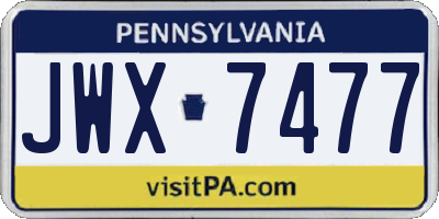 PA license plate JWX7477
