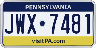 PA license plate JWX7481