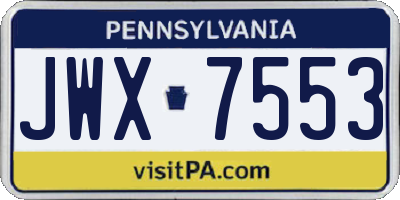 PA license plate JWX7553