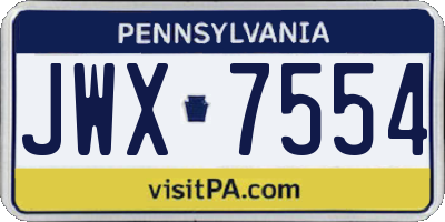 PA license plate JWX7554