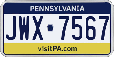 PA license plate JWX7567