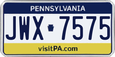 PA license plate JWX7575