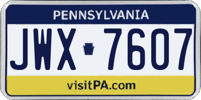 PA license plate JWX7607