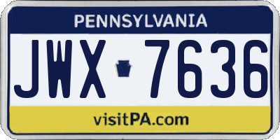 PA license plate JWX7636