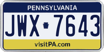 PA license plate JWX7643