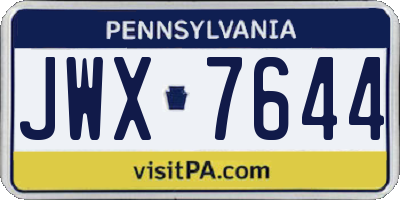 PA license plate JWX7644