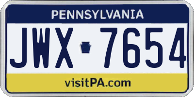 PA license plate JWX7654
